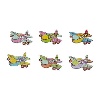 30pcs Wooden Sewing Buttons Scrapbooking Aircraft Shape 2 Holes 32X22mm Airplane