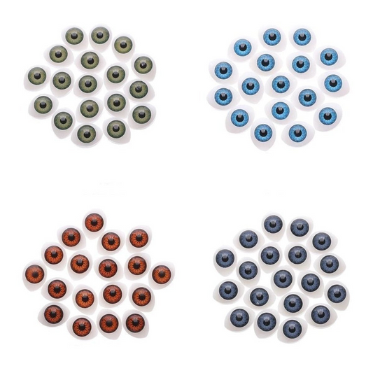 32/40pcs Oval Shaped Doll Eyes Plastic for DIY Toy Doll Animal Puppet Dinosaur Half Round - Asia Sell