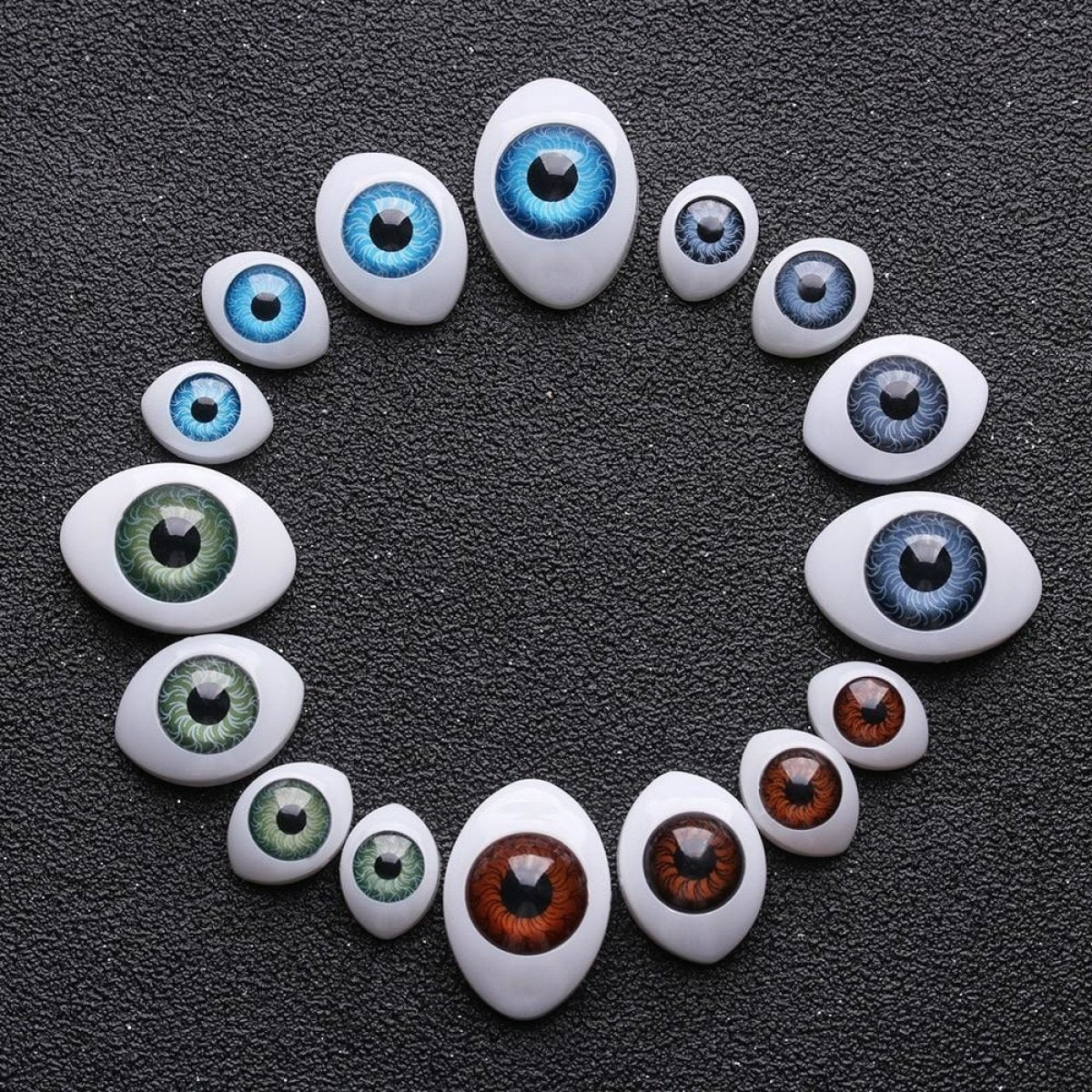32/40pcs Oval Shaped Doll Eyes Plastic for DIY Toy Doll Animal Puppet Dinosaur Half Round - Brown - 10x13mm - Asia Sell