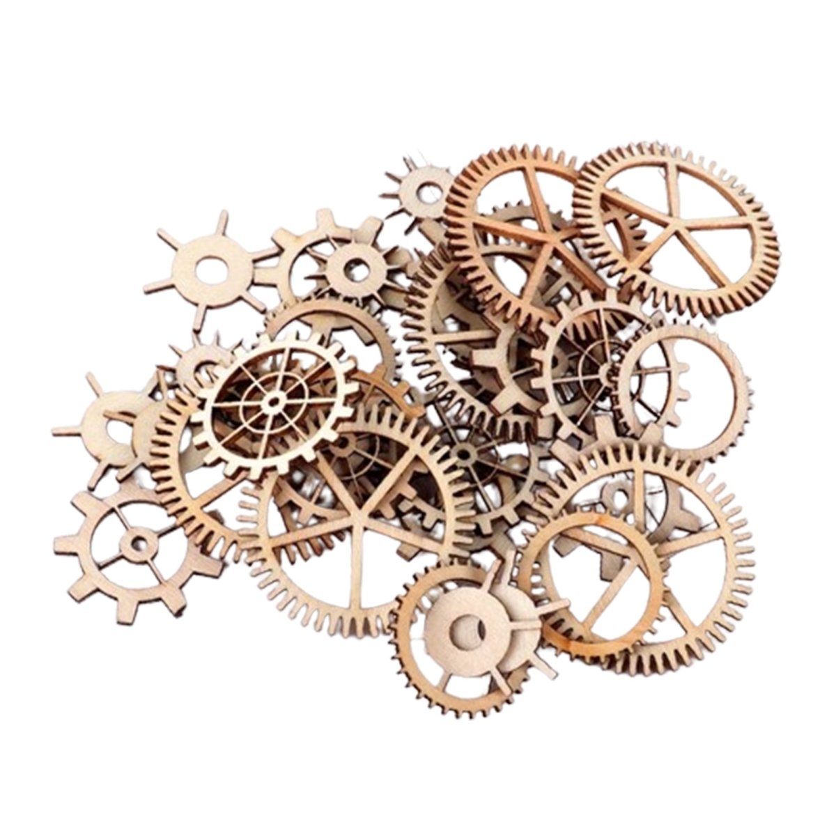 36pcs 20-40mm Gear Cog Ship Steering Wheel Theme Wooden Laser-Cut Flat Shapes For DIY Scrapbook Natural Wood Ornaments Home Decor Handicraft Embellishment Craft - - Asia Sell