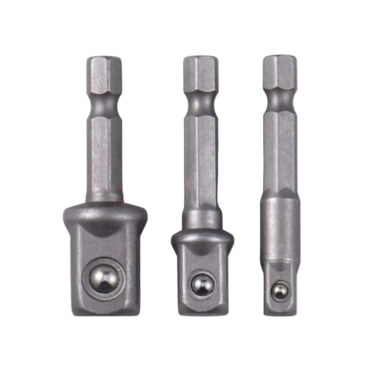 3pcs Set Chrome Vanadium Steel Socket Adaptor Hex Shank Extension 1/4" 3/8" 1/2" Tool - Asia Sell