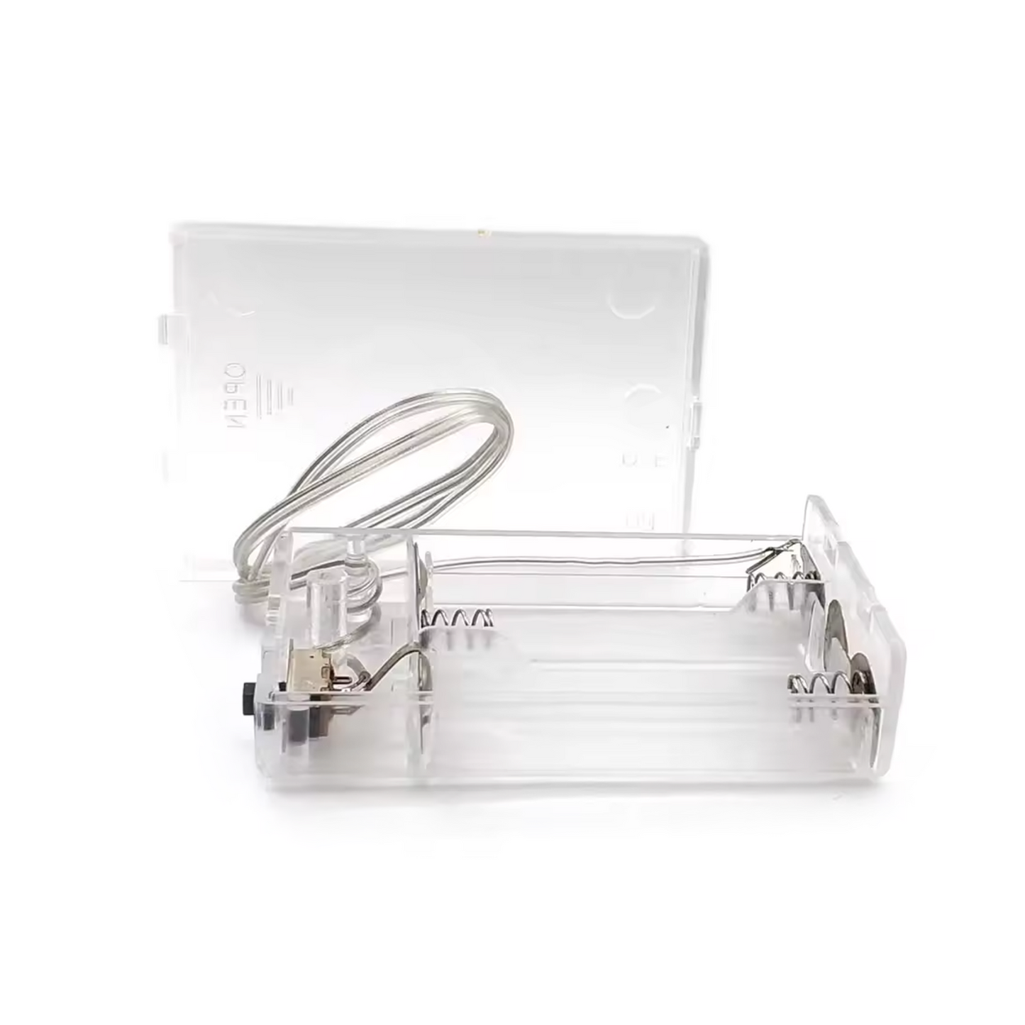 3xAA Battery Holder Box Case With Switch 3x1.5V 4.5V Transparent Clear
