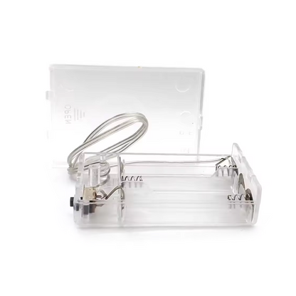 3xAA Battery Holder Box Case With Switch 3x1.5V 4.5V Transparent Clear