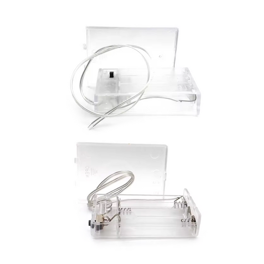 3xAA Battery Holder Box Case With Switch 3x1.5V 4.5V Transparent Clear