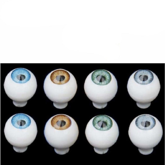 4 Pairs 14mm Doll Eyes BLUE BROWN GREEN GREY Eyeballs Round Plastic Reborn Dolls Full Spherical - - Asia Sell