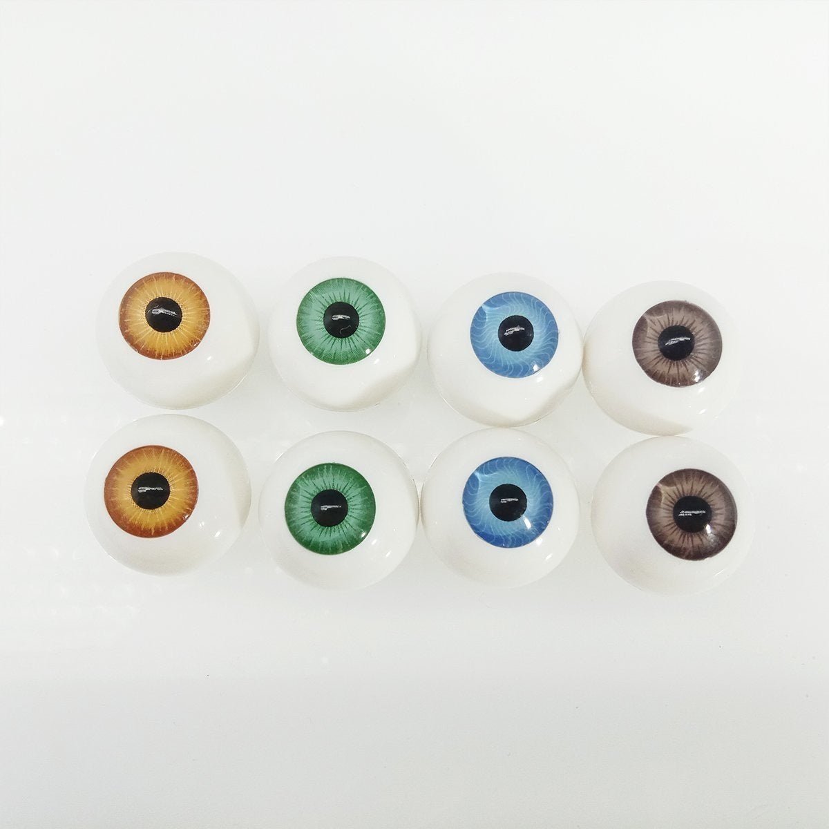 4 Pairs 22mm Doll Eyes Green Grey Tan Blue Eyeballs Coloured Round Plastic Full Spherical - - Asia Sell