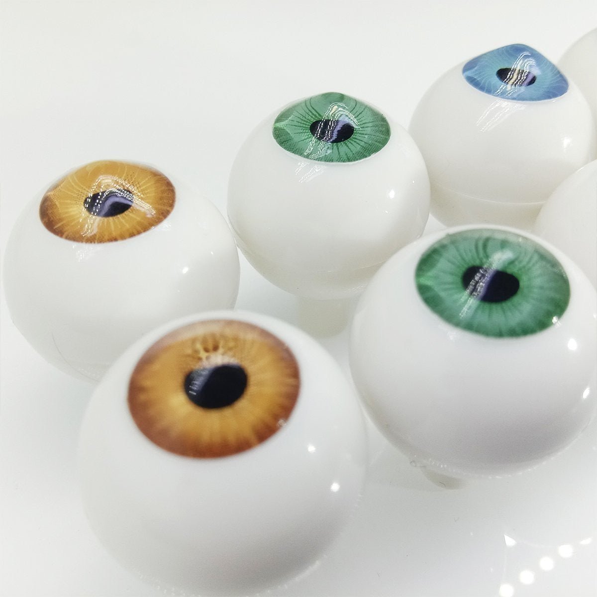 4 Pairs 22mm Doll Eyes Green Grey Tan Blue Eyeballs Coloured Round Plastic Full Spherical - - Asia Sell