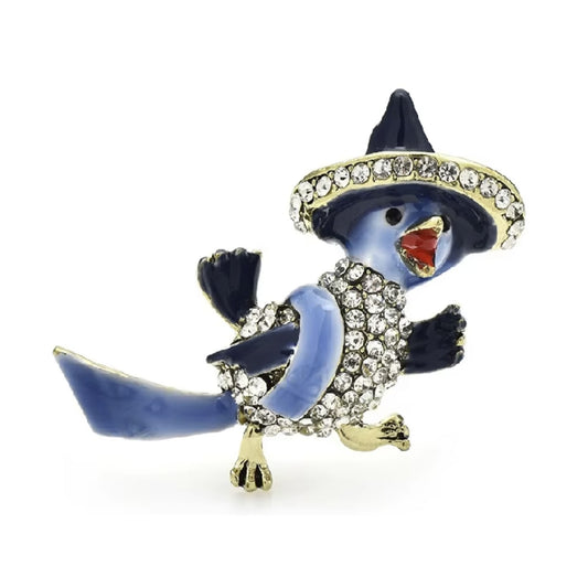 4.2cm Mexican Hat Wearing Bird Duck Brooches Pin Backed Unisex Crystal Adorned Party Corsage Wear - Main Image | Asia Sell