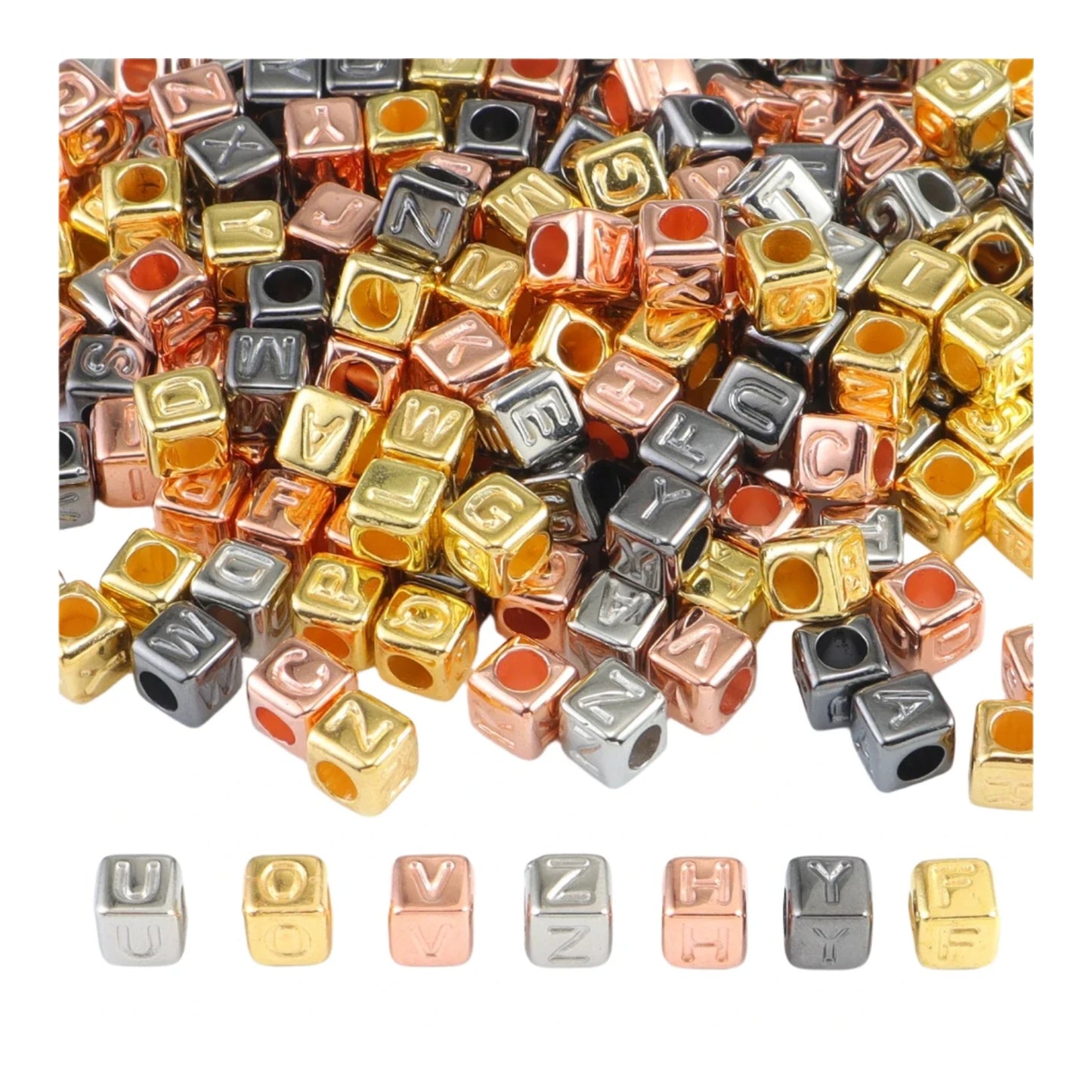 400PCS Mixed Color Beads Square Shape Bead Loose Spacer Gold DIY Jewelry Making Findings Charm | Main Image | Asia Sell