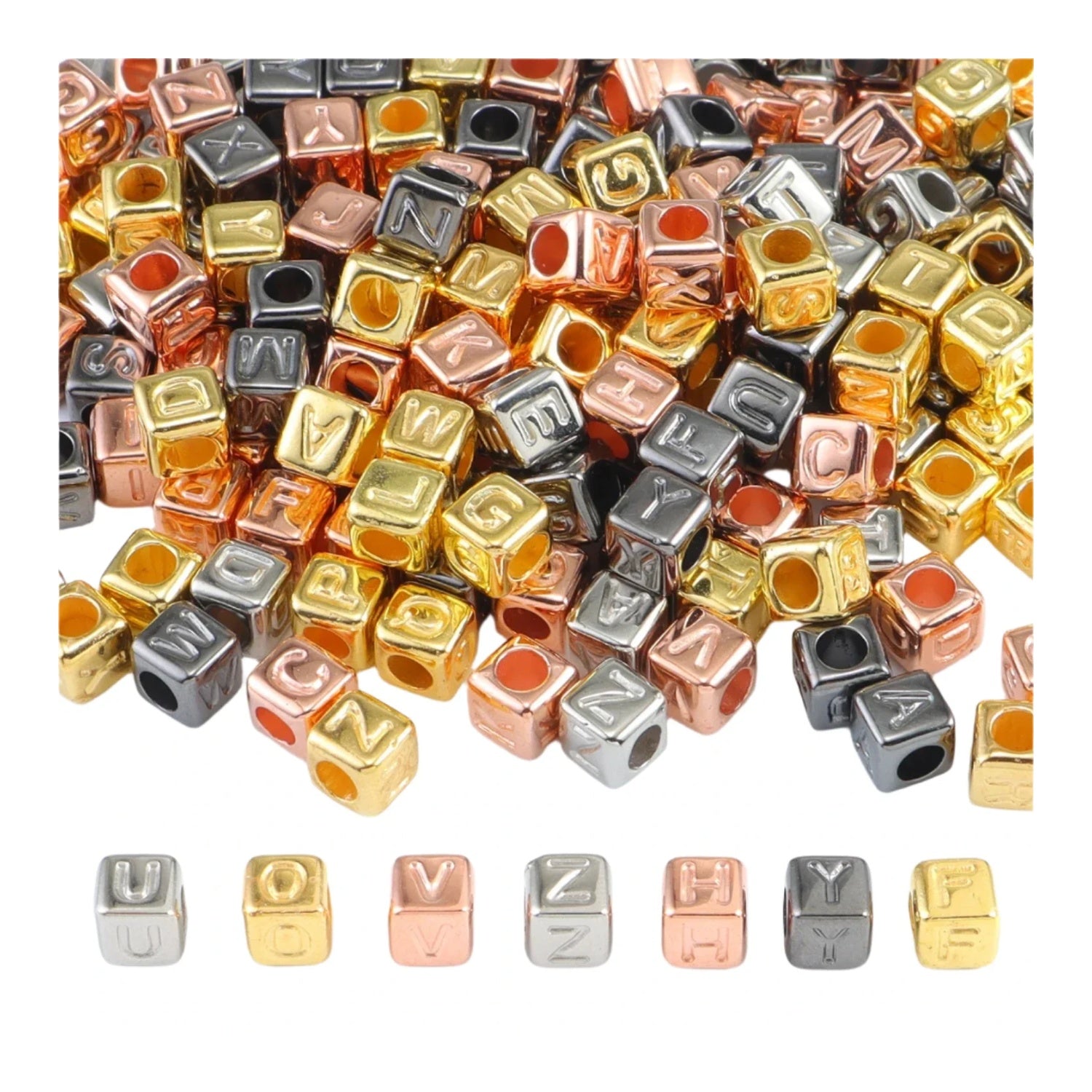 400PCS Mixed Color Beads Square Shape Bead Loose Spacer Gold DIY Jewelry Making Findings Charm | Main Image | Asia Sell