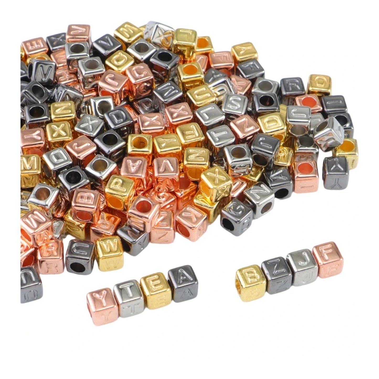 400PCS Mixed Color Beads Square Shape Bead Loose Spacer Gold DIY Jewelry Making Findings Charm | Main Image | Asia Sell