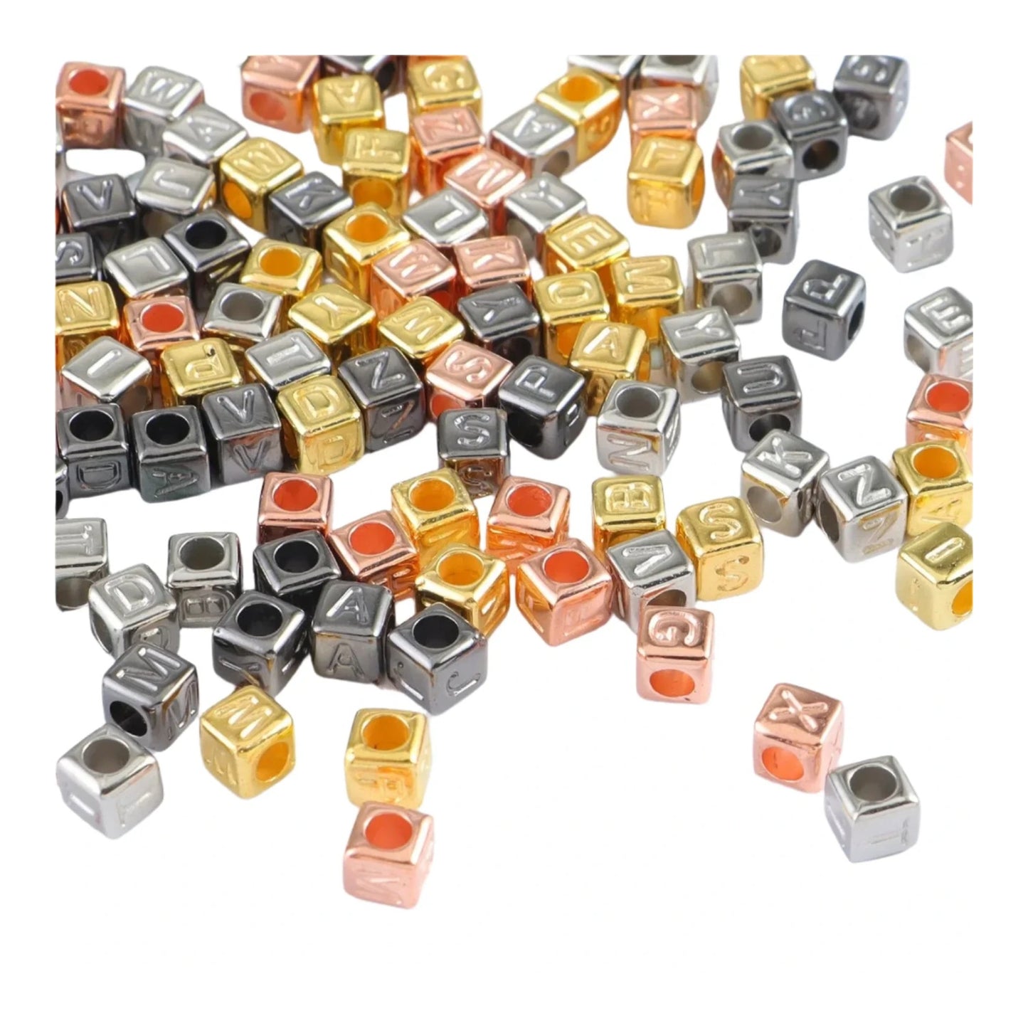 400PCS Mixed Color Beads Square Shape Bead Loose Spacer Gold DIY Jewelry Making Findings Charm | Main Image | Asia Sell