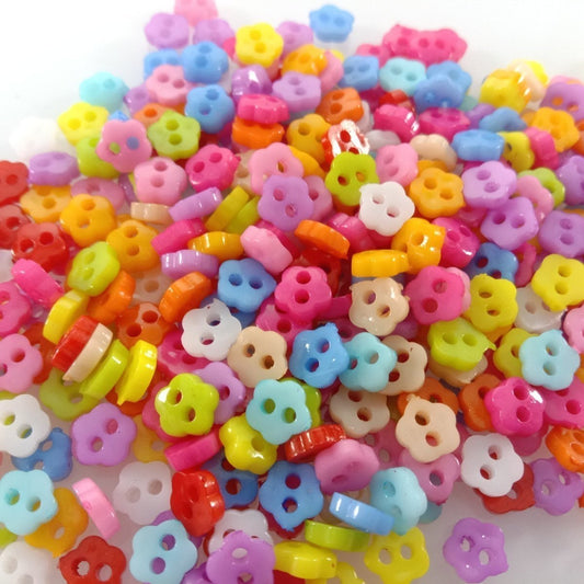 400pcs Flowers Stars 6mm Mini Plastic Buttons Mixed Colours DIY Scrapbooking Kid's Apparel Sewing Dolls Decorations - - Asia Sell