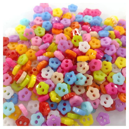 400pcs Flowers Stars 6mm Mini Plastic Buttons Mixed Colours DIY Scrapbooking Kid's Apparel Sewing Dolls Decorations