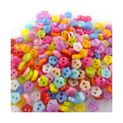 400pcs Flowers Stars 6mm Mini Plastic Buttons Mixed Colours DIY Scrapbooking Kid's Apparel Sewing Dolls Decorations