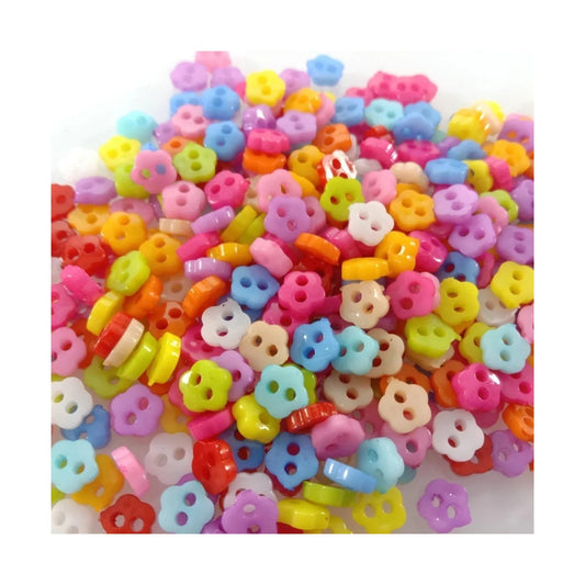 400pcs Flowers Stars 6mm Mini Plastic Buttons Mixed Colours DIY Scrapbooking Kid's Apparel Sewing Dolls Decorations