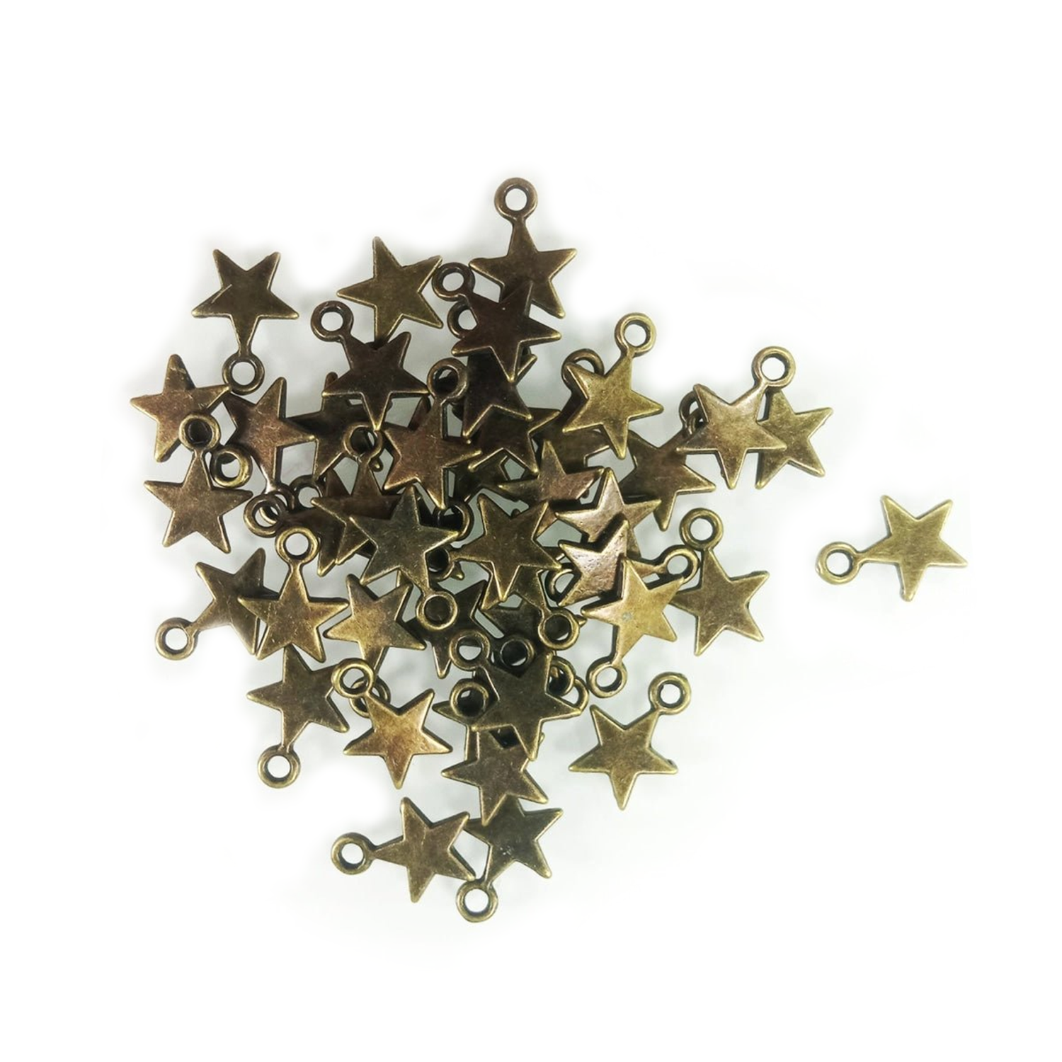 40pcs 11x8mm Bronze Gold Silver Colour Tiny Star Charm Loop Pendant Jewellery Making - Bronze - Asia Sell
