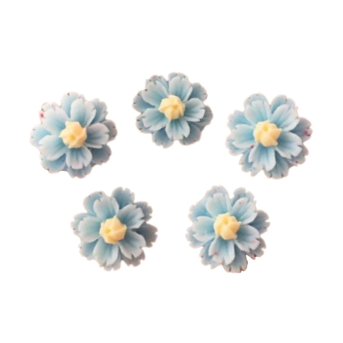 40pcs 3D Flower Flatback Embellishment 13mm Resin Shape Decorations DIY Crafts - Light Blue - - Asia Sell