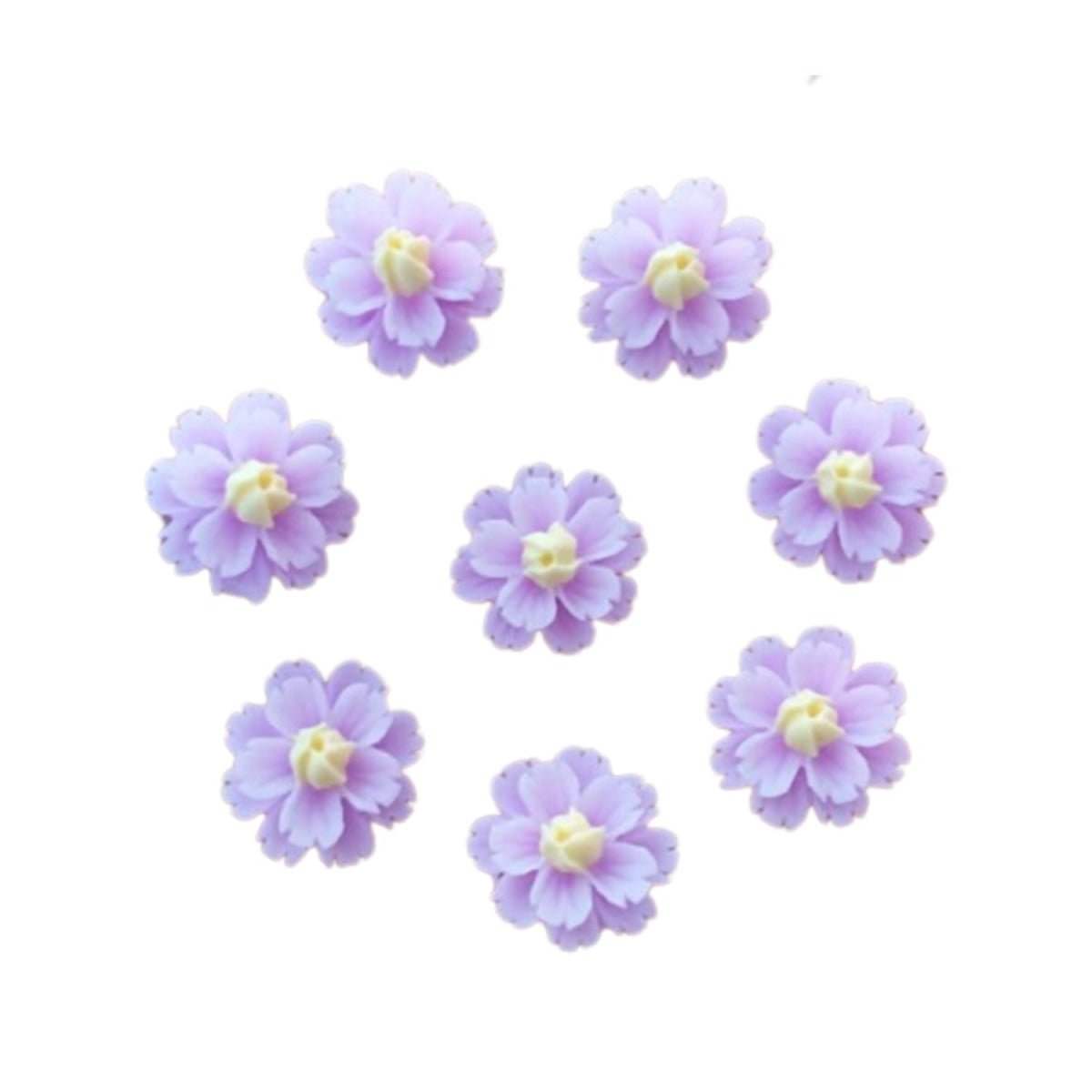 40pcs 3D Flower Flatback Embellishment 13mm Resin Shape Decorations DIY Crafts - Light Purple - - Asia Sell
