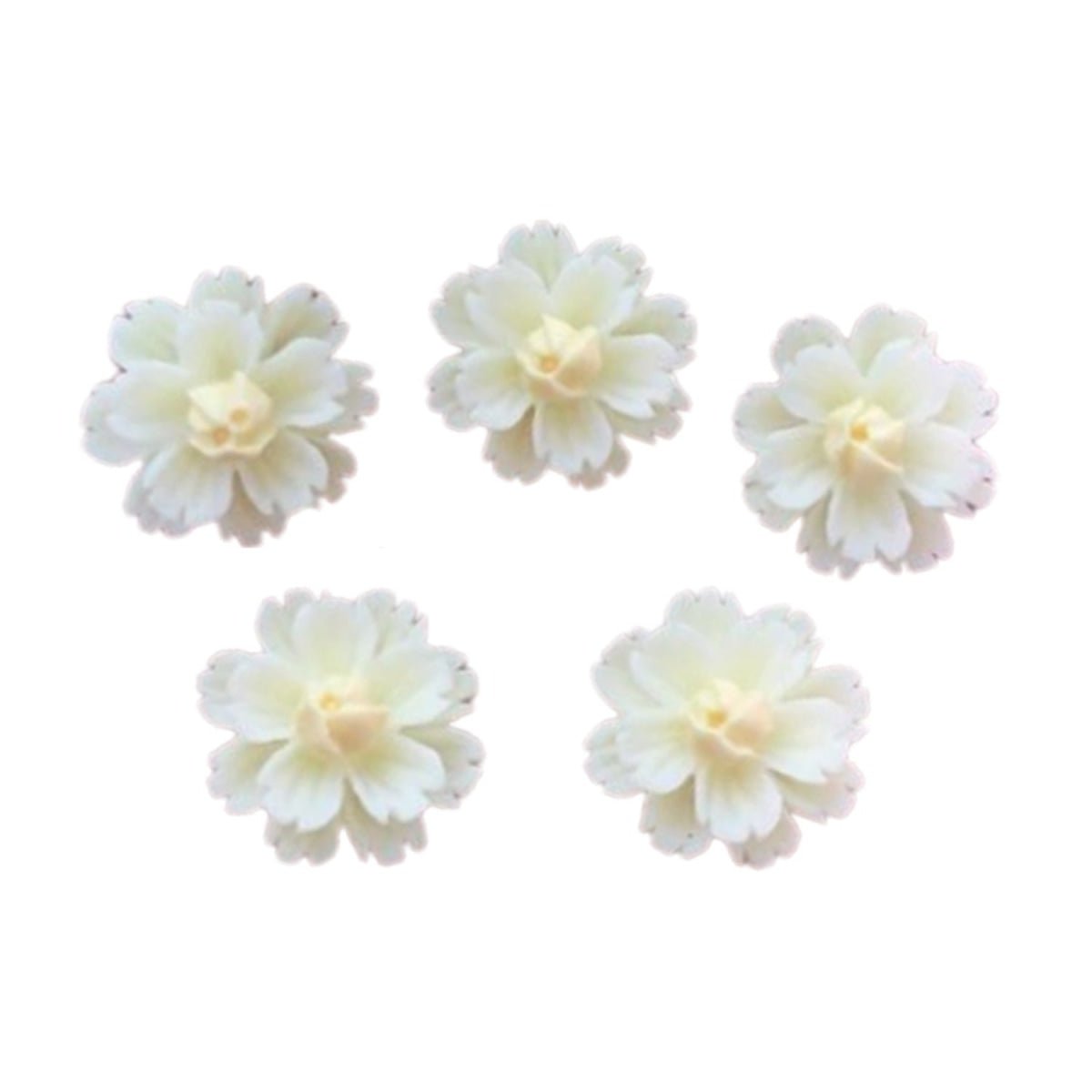 40pcs 3D Flower Flatback Embellishment 13mm Resin Shape Decorations DIY Crafts - Yellow - - Asia Sell