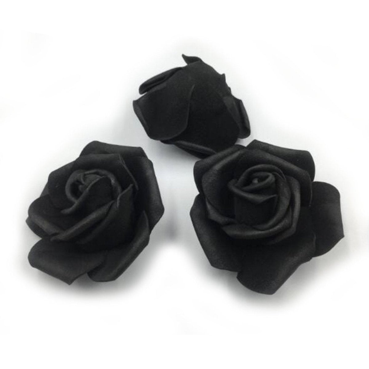 40pcs 7cm Black Artificial Flowers Without Stems Foam Roses Weddings Crafts - - Asia Sell