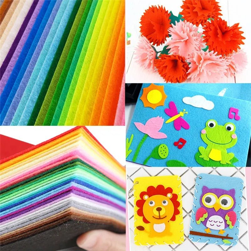 40pcs Mixed Colour Nonwoven Needlework Felt Fabric 10x10cm Patchwork Cloth Bundle Scrapbooking Sewing Crafts DIY Quilting Sheet