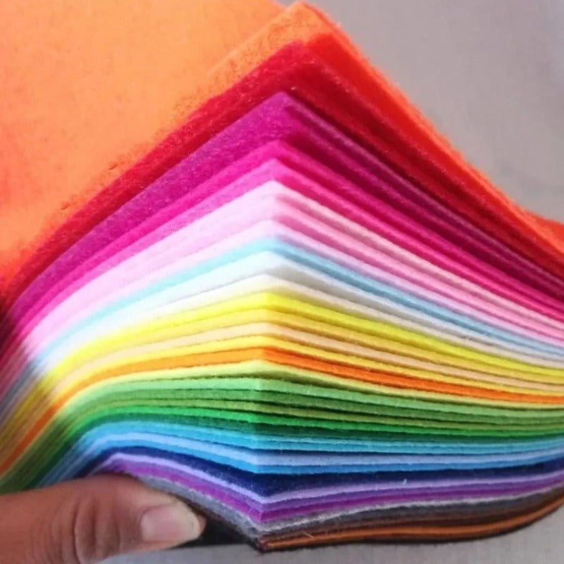 40pcs Felt Square Sheets Nonwoven Needlework Fabric 10x10cm Patchwork Cloth Bundle Scrapbooking Sewing Crafts DIY Quilting Sheet Mixed Colour Shape