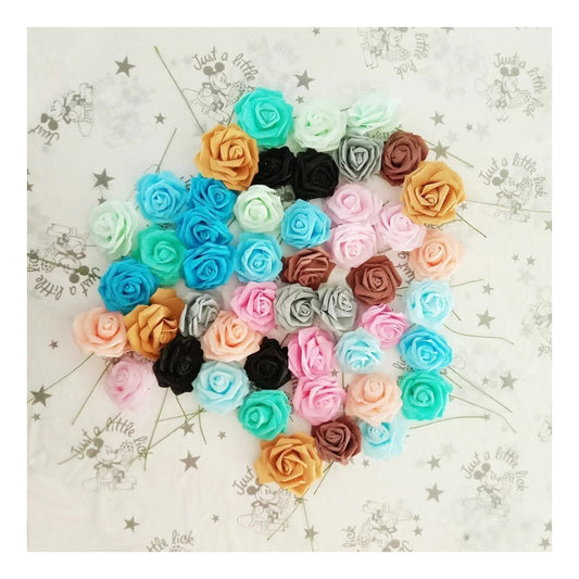42pcs 7cm Artificial Flowers Mixed Colours Foam Rose Fake Bride Bouquet Wedding - Asia Sell