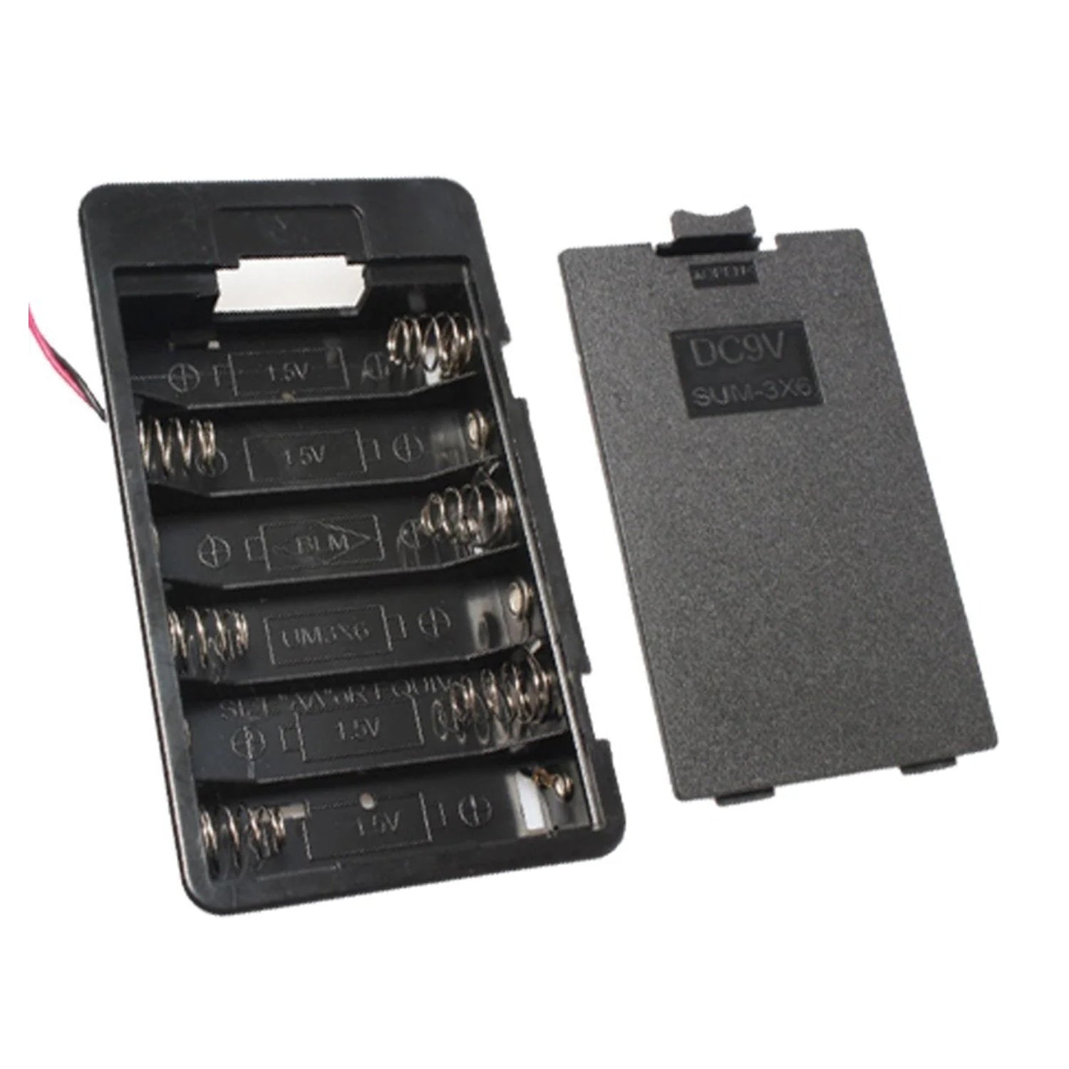 4.5V 2xAA 3xAA 4xAA 6xAA Battery Holder Panel Mount Case with Tabs Switch Lid - 6xAA - Asia Sell