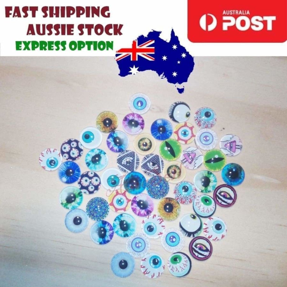 48pcs 12mm Round Glass Eyes Cabochon Animal Eyes Cabochon DIY Cabochons Eye - B - Asia Sell