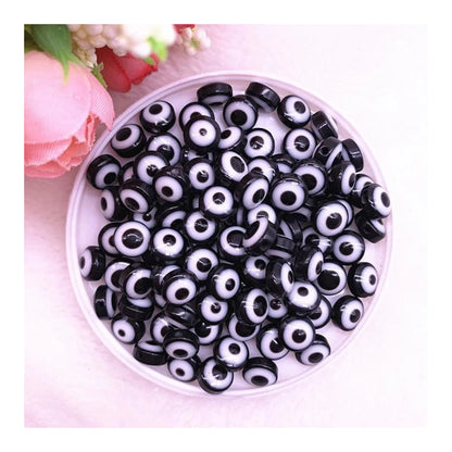 48pcs 8/10mm Oval Resin Spacer Beads Double Sided Eyes for Jewellery Making DIY Bracelet Beads Set B - Black 8mm - Asia Sell