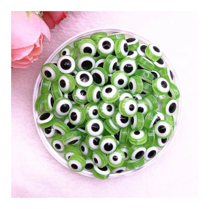 48pcs 8/10mm Oval Resin Spacer Beads Double Sided Eyes for Jewellery Making DIY Bracelet Beads Set B - Green 8mm - Asia Sell