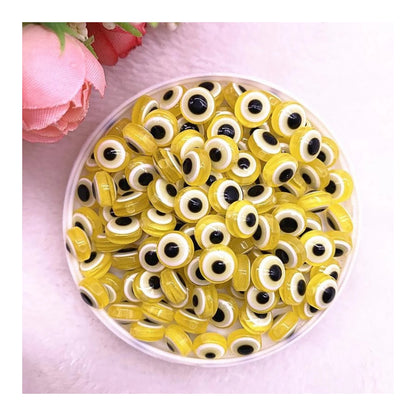 48pcs 8/10mm Oval Resin Spacer Beads Double Sided Eyes for Jewellery Making DIY Bracelet Beads Set B - Yellow 8mm - Asia Sell
