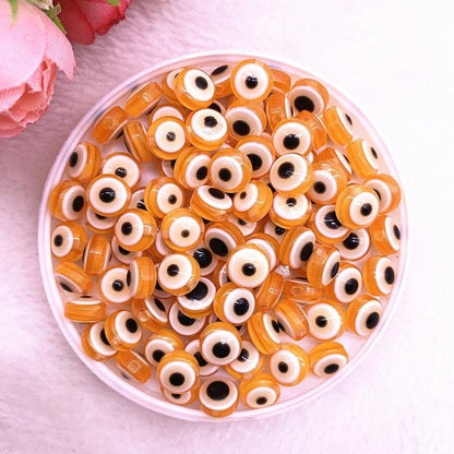 48pcs 8/10mm Resin Spacer Beads Double Sided Eyes for Jewellery Making DIY Bracelet Beads Flat Backed - White 8mm - - Asia Sell