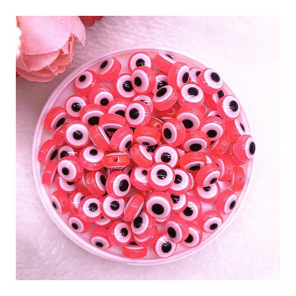 48pcs 8/10mm Resin Spacer Beads Double Sided Eyes for Jewellery Making DIY Bracelet Beads Set A Flat Backed - Deep Pink 8mm - Asia Sell