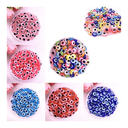 48pcs 8/10mm Resin Spacer Beads Double Sided Eyes for Jewellery Making DIY Bracelet Beads Set A Flat Backed - Multicoloured 8mm - Asia Sell