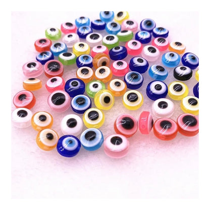 48pcs 8/10mm Resin Spacer Beads Double Sided Eyes for Jewellery Making DIY Bracelet Beads Set A Flat Backed - Pink 8mm - Asia Sell