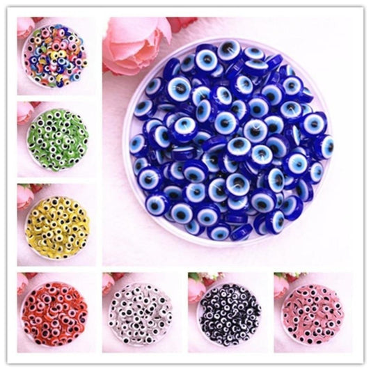 48pcs 8/10mm Resin Spacer Beads Double Sided Eyes for Jewelry Making DIY Bracelet Beads Flat Backing - Multicoloured 8mm - - Asia Sell