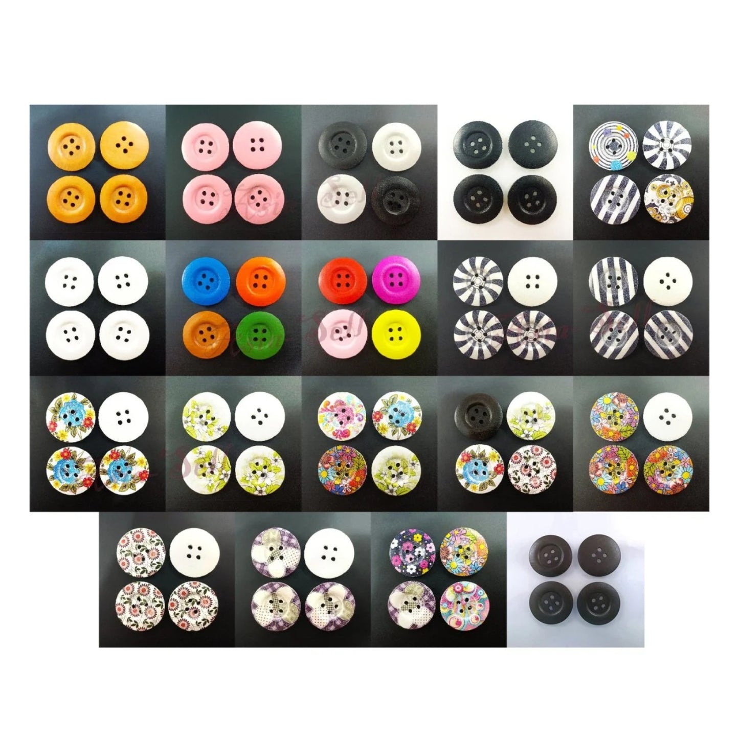 4pcs 50mm Painted Wooden Buttons 4-Hole Coat Boots Upholstery Flower Butterfly Clothes - 1. Brown - Asia Sell