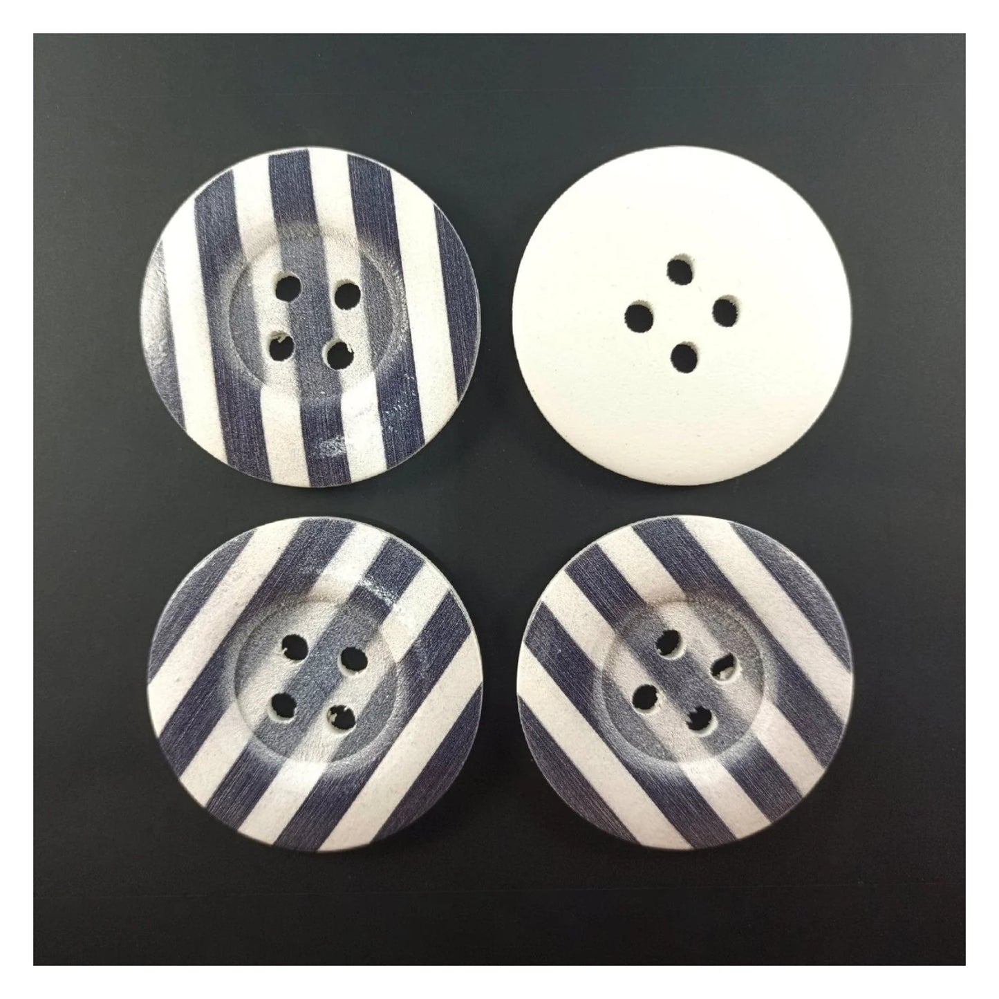 4pcs 50mm Painted Wooden Buttons 4-Hole Coat Boots Upholstery Flower Butterfly Clothes - 10. Black and White Stripes - Asia Sell