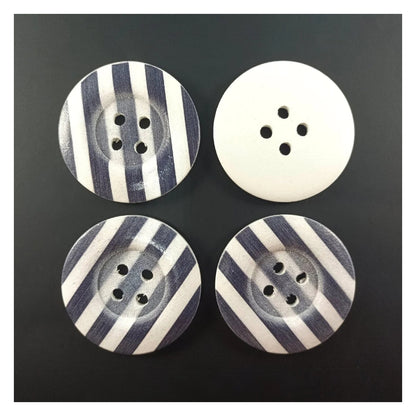 4pcs 50mm Painted Wooden Buttons 4-Hole Coat Boots Upholstery Flower Butterfly Clothes - 10. Black and White Stripes - Asia Sell