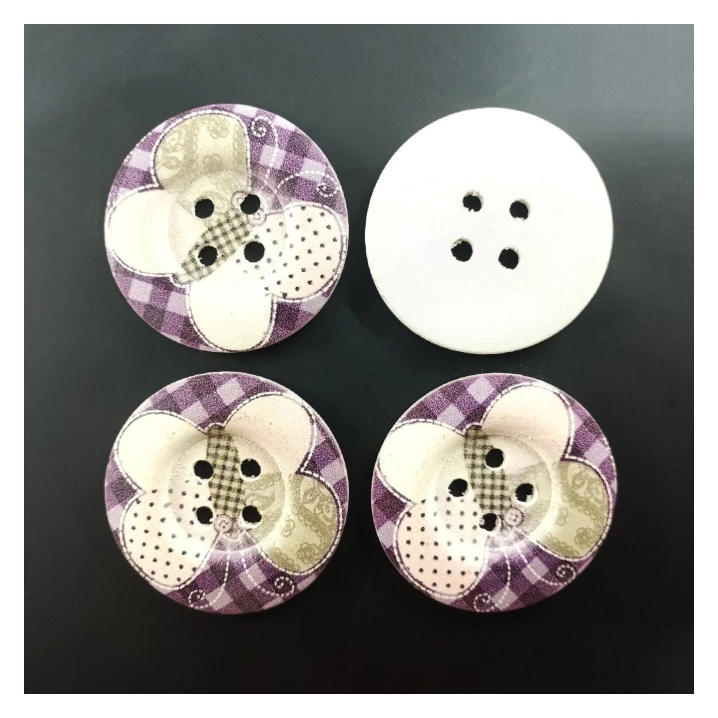 4pcs 50mm Painted Wooden Buttons 4-Hole Coat Boots Upholstery Flower Butterfly Clothes - 17. Butterflies - Asia Sell