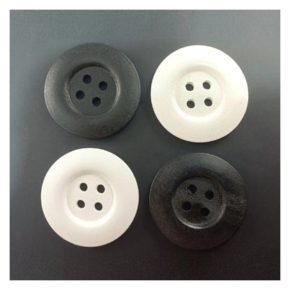 4pcs 50mm Painted Wooden Buttons 4-Hole Coat Boots Upholstery Flower Butterfly Clothes - 3. Black and White - Asia Sell