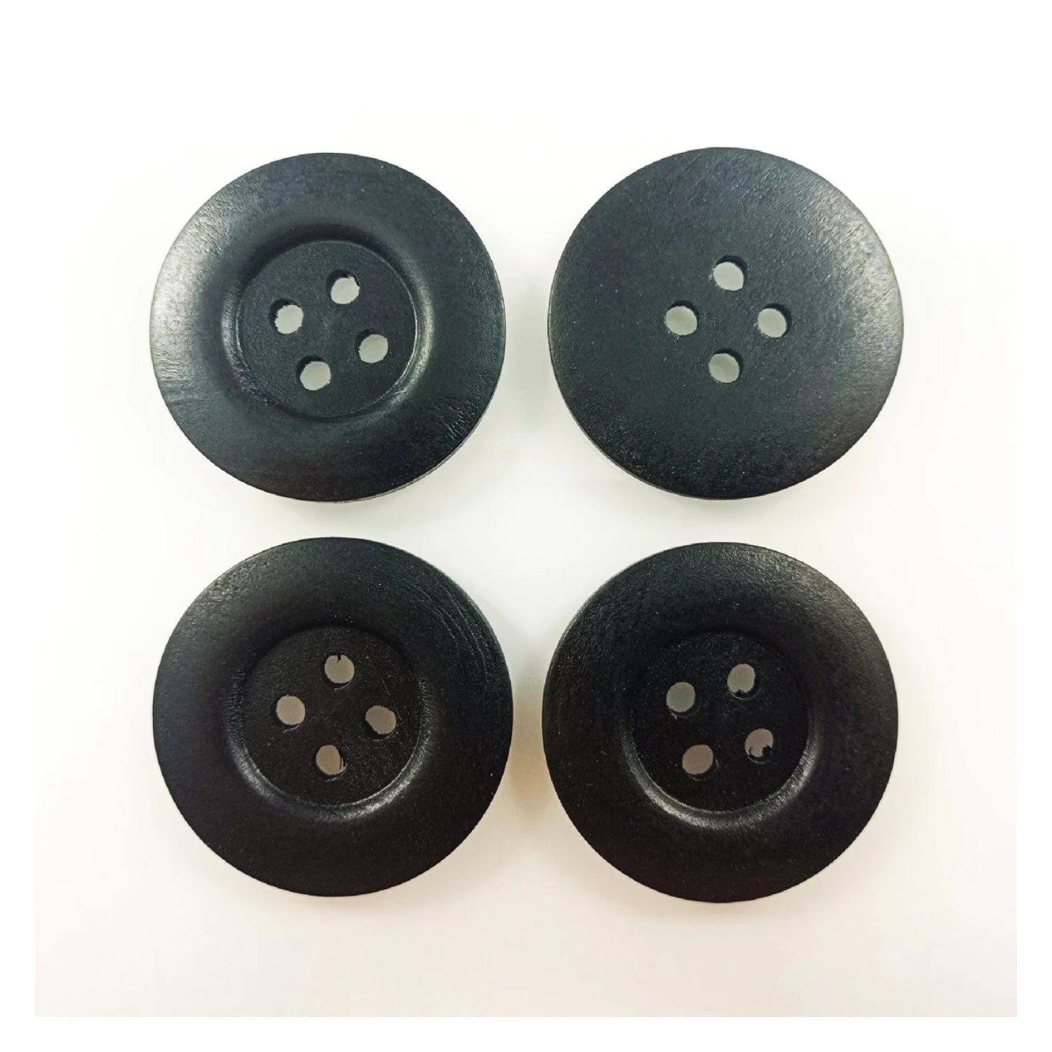 4pcs 50mm Painted Wooden Buttons 4-Hole Coat Boots Upholstery Flower Butterfly Clothes - 4. Black - Asia Sell
