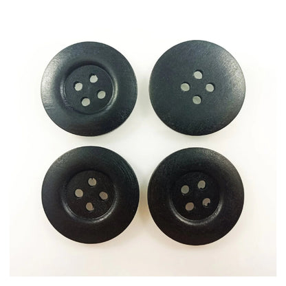 4pcs 50mm Painted Wooden Buttons 4-Hole Coat Boots Upholstery Flower Butterfly Clothes - 4. Black - Asia Sell