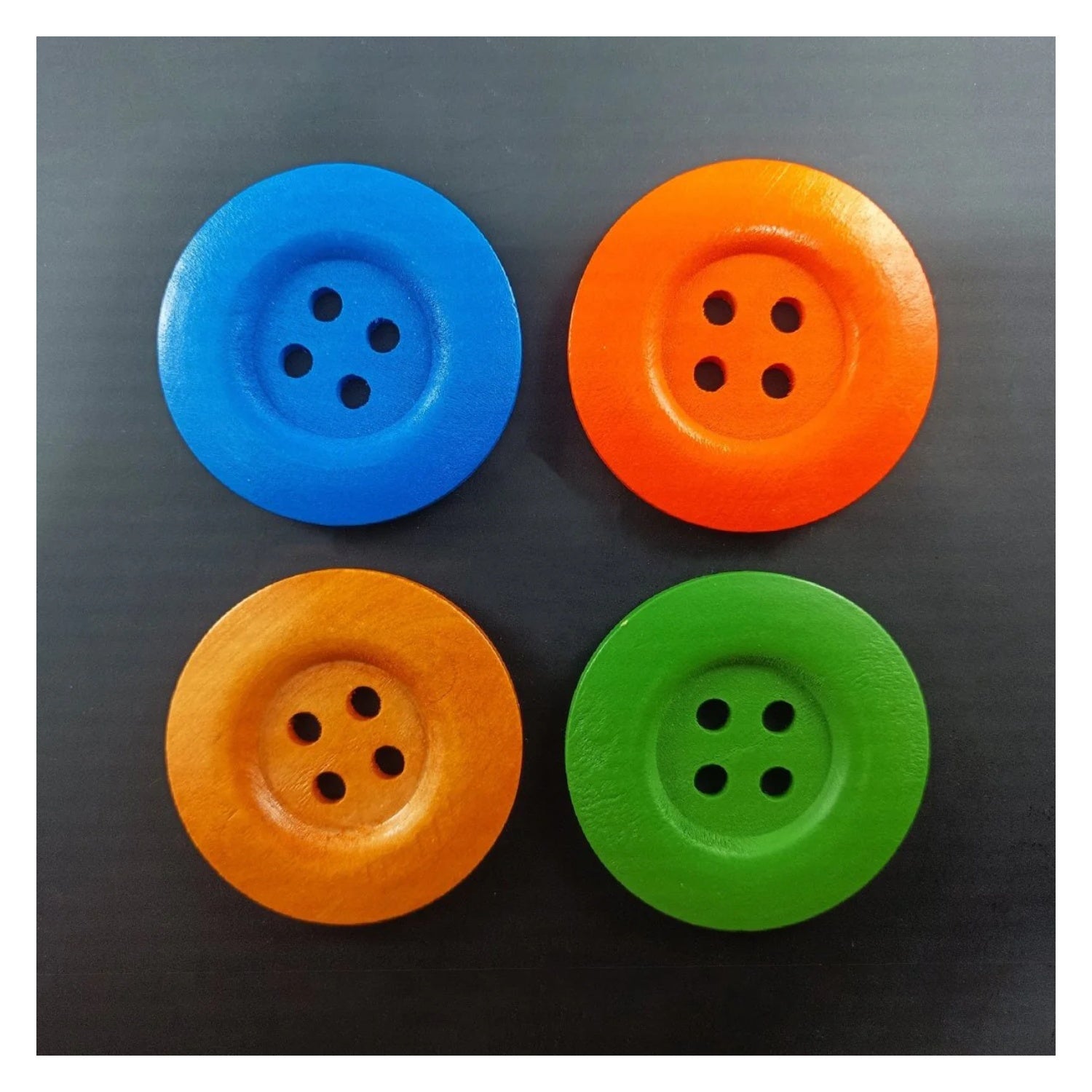 4pcs 50mm Painted Wooden Buttons 4-Hole Coat Boots Upholstery Flower Butterfly Clothes - 7. Blue Orange Brown Green - Asia Sell