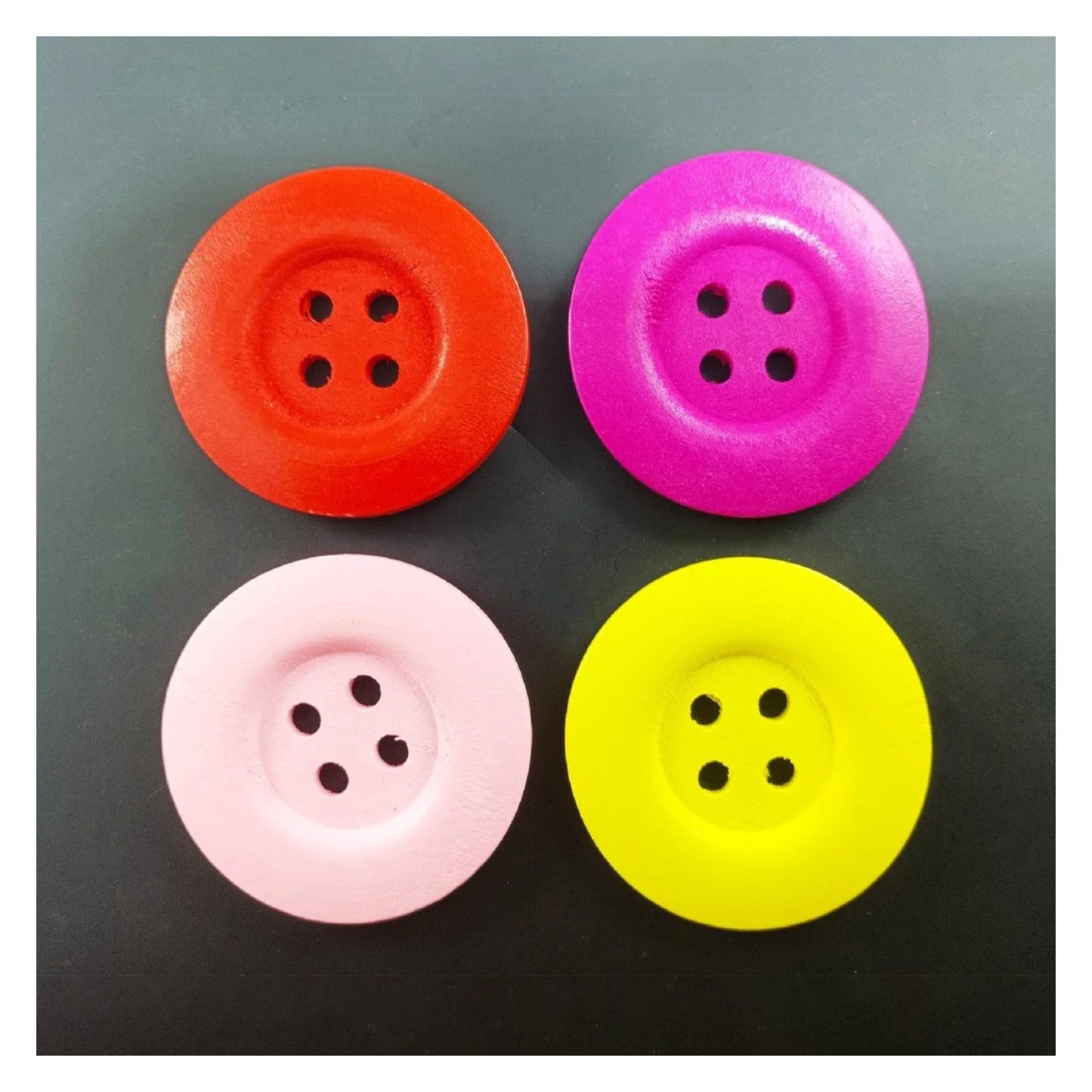 4pcs 50mm Painted Wooden Buttons 4-Hole Coat Boots Upholstery Flower Butterfly Clothes - 8. Red Pink Yellow - Asia Sell