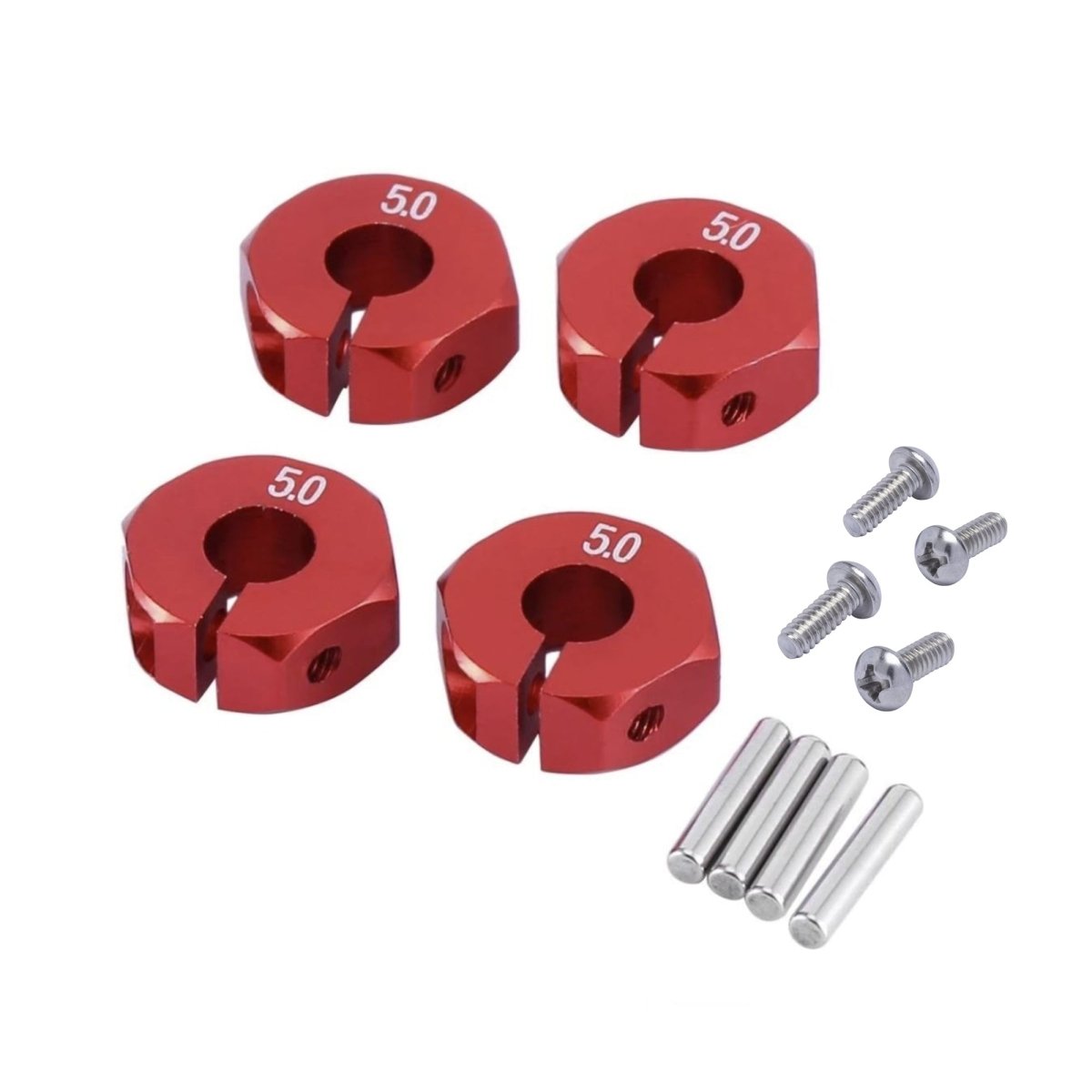 4pcs 5.0mm Red RC Car Wheel Hex Nut 12mm Hub Adaptor 1/10 4WD SCX10 Drive - - Asia Sell