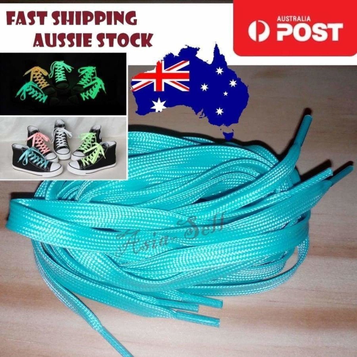 4pcs BLUE 120cm 47" Glow In The Dark Shoelaces Sports Sneaker Shoe Laces - - Asia Sell