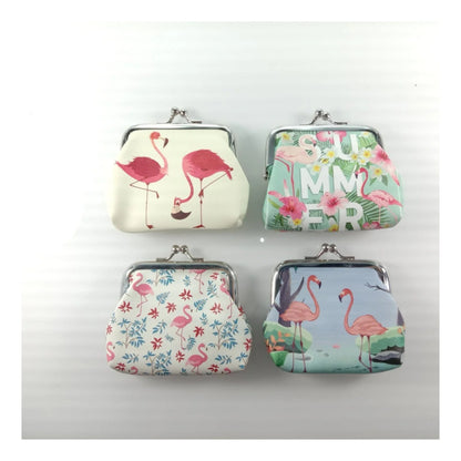 4pcs Flamingo Coin Purse Coin Wallet Snap Clip Closing Bags Women's 8.5x8cm Pouch Bags - - Asia Sell